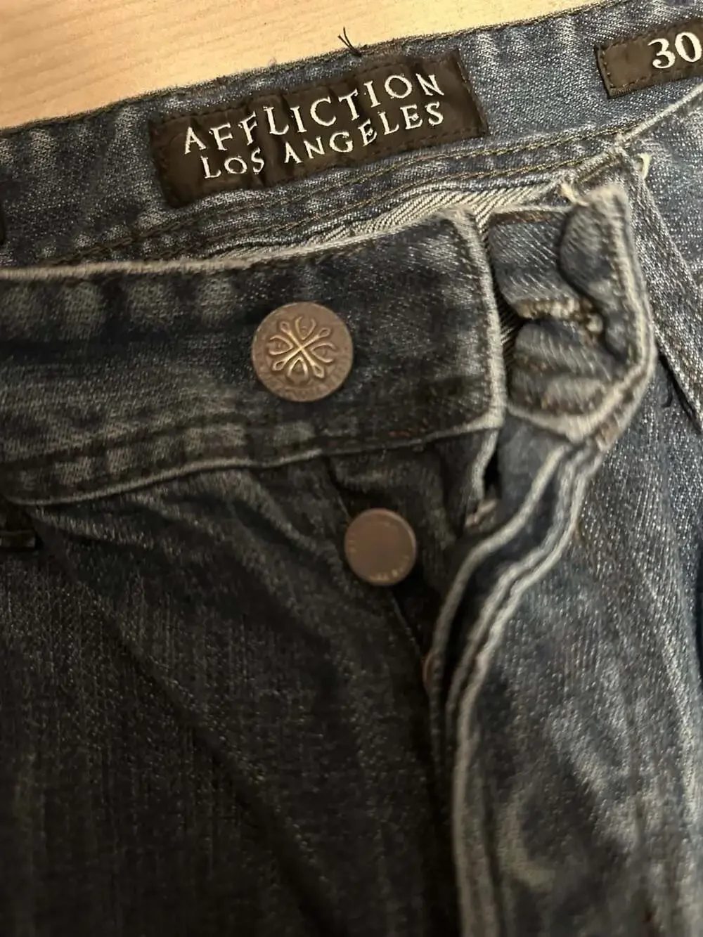 Affliction Ace Slim Straight Jeans Size 30x32 Blue Denim